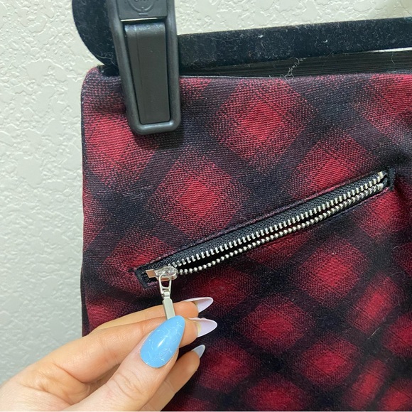 Maurices Red & Black Buffalo Print Zip Pocket Ponte Skirt | Women | XL - Picture 2 of 4